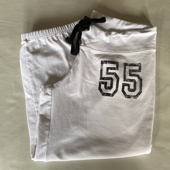 Y2K Forever 21 White Capri Sweatpants with Navy Drawstring Size Small - Picture 6 of 8